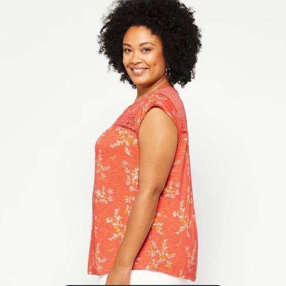 Daniel Rainn Taravel Crotchet Detail Knit Top Coral 2X STITCH FIX NWT - Picture 3 of 8